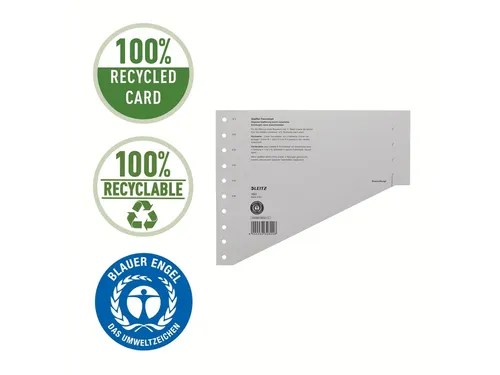 Scheidingsbladen Leitz A4 karton 200gr 11-gaats grijs