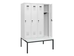 locker met bank,HxBxD 1950x1200x815mm,4vak,vak B 300mm,draaigrendel