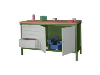 werkbank,HxBxD 900x1500x700mm,onderstel/romp RAL6011,front RAL7035 - 2