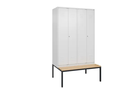 PBM-locker met bank,HxBxD 2120x1200x815mm,4vak,vak B 300mm,cil.-slot