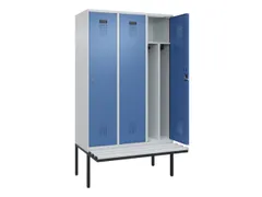locker met bank,voor scheiding van kleding,HxBxD 2120x1200x815mm,3vak