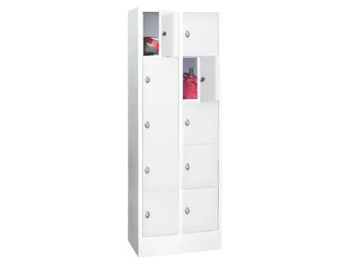 lockerkast,HxBxD 1850x600x500mm,2x5vakken,RAL7035,front RAL5012