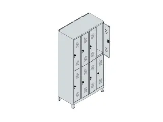 dubbeldekse locker,HxBxD 1950x1000x500mm,4x2vak.,vak B 250mm - 5
