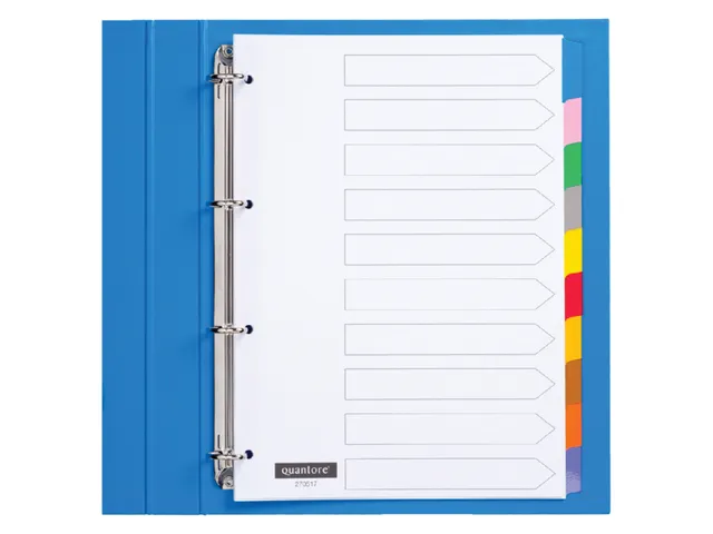 Tabbladen Quantore 4-gaats karton 10-delig wit gekleurde tabs