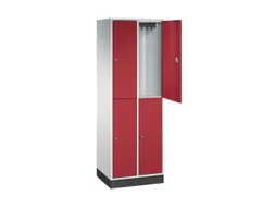 Dubbeldekse garderobekast,RAL 7035/RAL 3003,HxBxD 1950x620x500mm