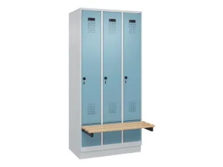 locker met bank,HxBxD 1950x900x815mm,3vak,vak B 300mm,draaigrendel - 2
