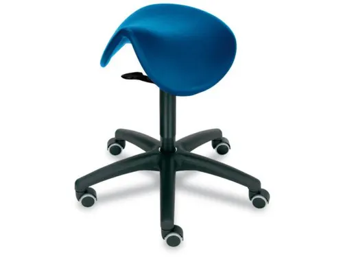 zadelkruk zadelzitting zitting stof blauw H 490-680mm gasveer wielen