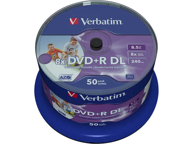 DVD+R Double Layer Wide Inkjet Printable8.5GB 8x 50 Stuks