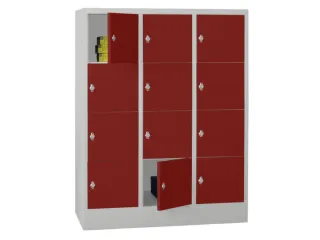 lockerkast,HxBxD 1518x1200x500mm,3x4vakken,RAL7035,front RAL3000 - 2