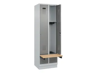 locker met bank,HxBxD 1950x600x815mm,2vak,vak B 300mm,cilinderslot - 1