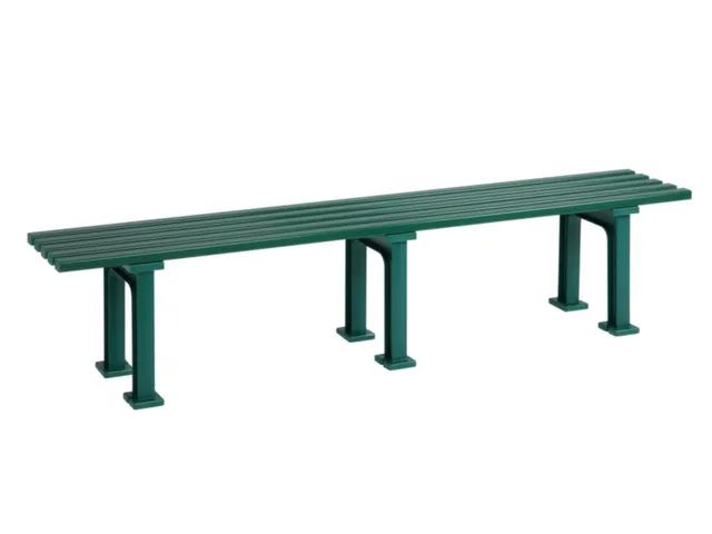 Kunststofbank 415x2000x370mm Zit H 415mm 5 Latten 3 Pootstellen Groen