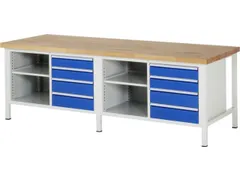 werkbank,HxBxD 840-1040x2500x900mm,beukblad,draagverm. 1250kg