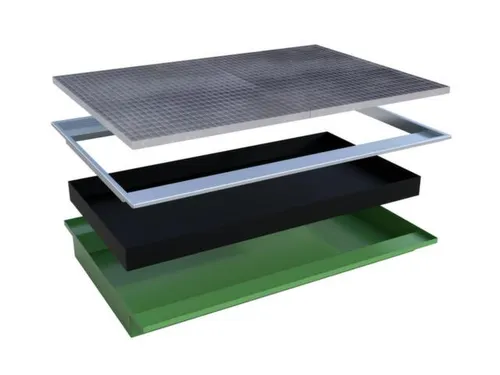 ophangbak,opvangvol. 173l,HxBxD 165x1765x1265/915mm,m. PE-element
