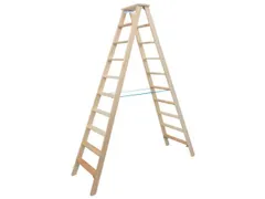 dubbele ladder,beide zijden,2x10treden,Stand H 1,75m,balk L 2,35m,hout