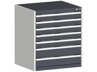 ladekast HxBxD 900x800x525mm 7laden romp RAL7035 front RAL7016 - 1