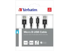 48875 VERBATIM Sync+Charge Kabel Micro USB-B 1m+0,30cm zwart 2 stuks