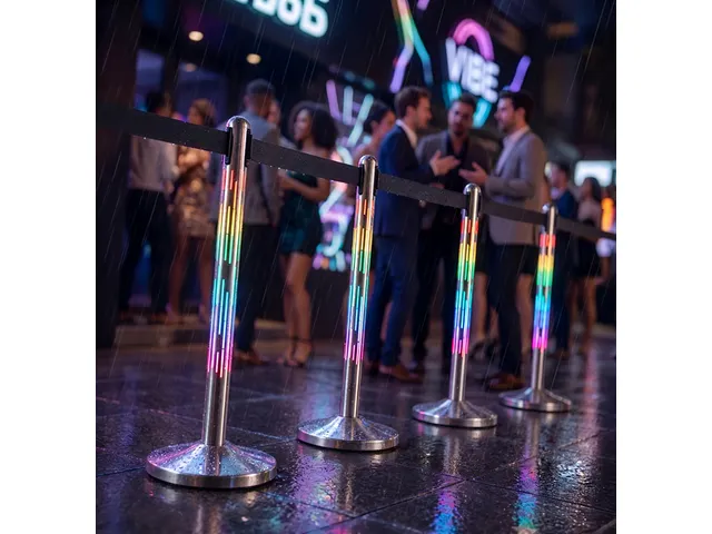 Poteau Securit Nova Inox avec enrouleur sangle RGB 100cm argent