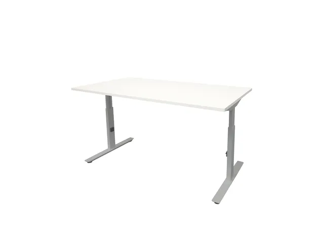 Bureau Linesto Plus Hoogte instelbaar 120x80cm Krijtwit, Alu T-poot