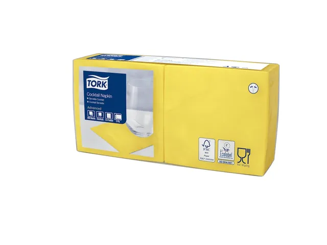 Tork 477823 Cocktailservet Advanced Geel 24x24cm