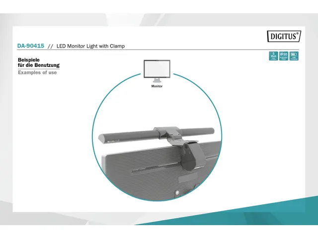 Lampe LED pour écran avec pince de fixation