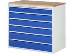 ladekast 1035x1145x650mm 6laden cilinderslot RAL7035 RAL5010 beuken