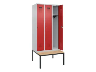locker met bank,HxBxD 2120x900x815mm,3vak,vak B 300mm,cilinderslot - 1