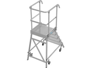 bordestrap,verrijdbaar,bordes H 1,2m,5treden,aluminium,4zwenkwielen - 2