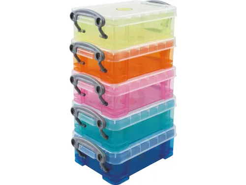 Really Useful Boxes Opbergdoos set van 5 x 0.2 liter assorti