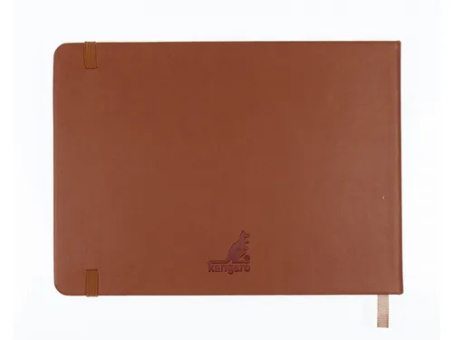 Schetsboek Kangaro A5 landscape cognac PU HC 80 vel 140gr roomwit met