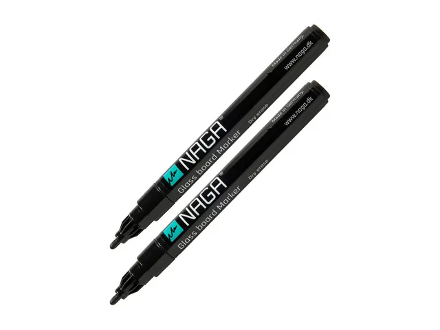 Glasbordmarker 2mm Naga set a 2st. zwart