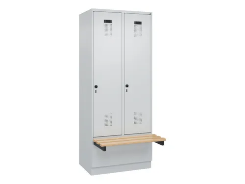 locker met bank,HxBxD 1950x800x815mm,2vak,vak B 400mm,draaigrendel
