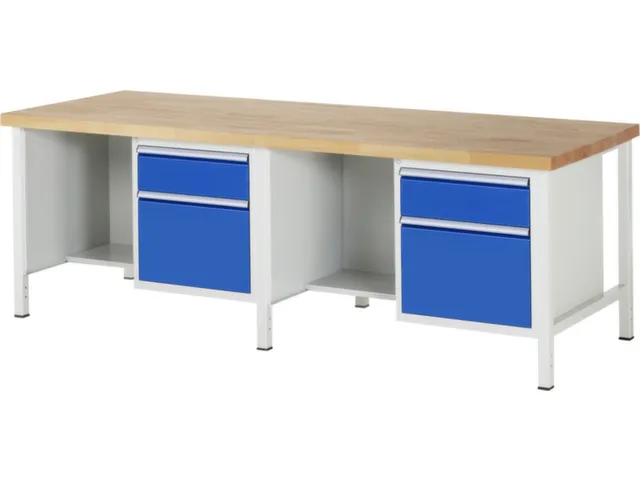 werkbank,HxBxD 840-1040x2500x900mm,beukblad,draagverm. 1250kg