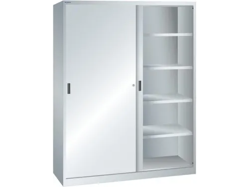 schuifdeurkast HxBxD 1950x1500x580mm 8xStalen bodem RAL7035