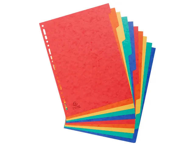 Tabbladen glanskarton 225g 10-delig A4 Assorti