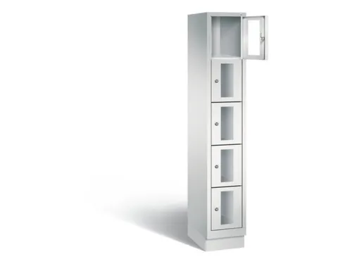 Lockerkast 1800x320x500mm 1x5 vakken Cilinderslot, Sokkel, RAL7035