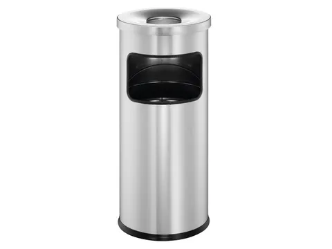 Metalen Afvalbak 17 Liter Met Asbak Metaal Zilver