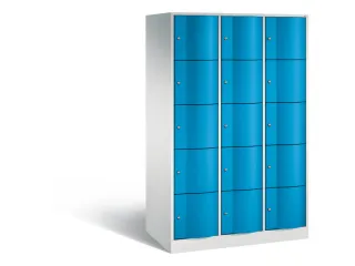 lockerkast,HxBxD 1950x1150x640mm,3x5vakken,romp RAL7035,front RAL5012 - 3