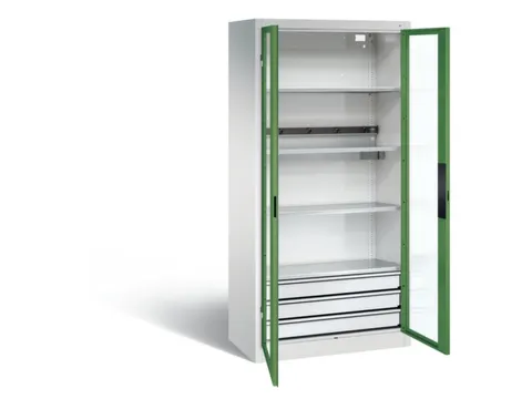 acculaadkast 1950x930x500mm 5stekkerdozen 230V cil.-slot front RAL6011