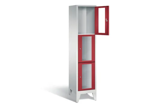 lockerkast 1850x420x500mm 1x3 vakken Cilinderslot Poten, RAL3003