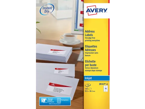 Etiket Avery J8163-10 99.1x38.1mm Inkjet Wit 140 Stuks