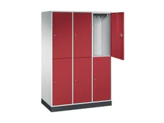 Dubbeldekse garderobekast,RAL 7035/RAL 3003,HxBxD 1950x1220x600mm