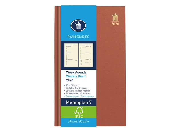 Agenda 2026 Ryam Memoplan 7 Nappa 7dagen/2pagina's assorti