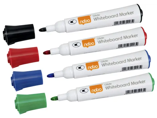 Viltstift Nobo Whiteboard Glide Rond Assorti 3mm Blister à 4st