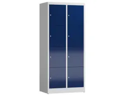 Lockerkast 1800x800x500mm 2x4 vakken cilinderslot, sokkel, RAL5010