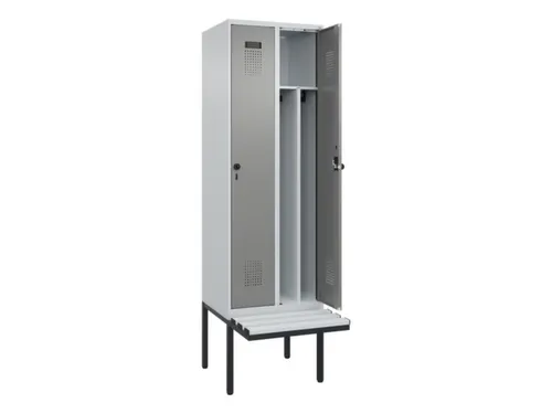 locker met bank,voor scheiding van kleding,HxBxD 2120x600x815mm,2vak