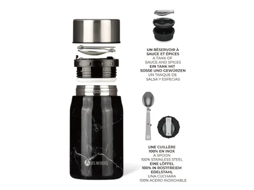 Lunchbox Les Artistes Paris 700ml geïsoleerd met lepel Black Marble