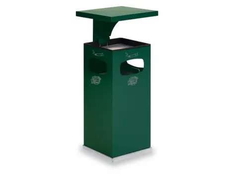 Combi-Asbak Staalplaat Groen 950x500x500mm 3 Inworpopeningen