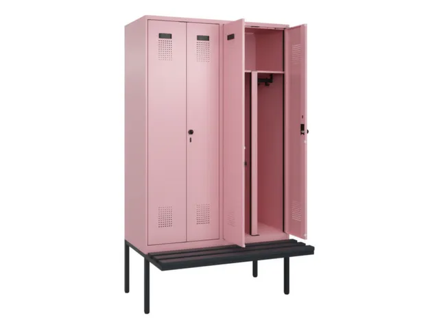 PBM-locker met bank,HxBxD 2120x1200x815mm,4vak,vak B 300mm