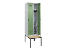 locker met bank,HxBxD 2120x600x815mm,2vak,vak B 300mm,draaigrendel