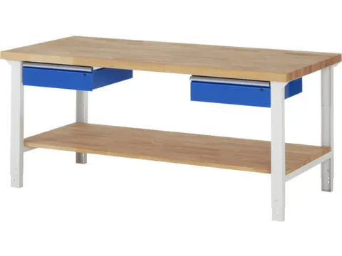 établi HxlxP 790-1140x2000x900mm plateau hêtre force 750kg 4 pieds